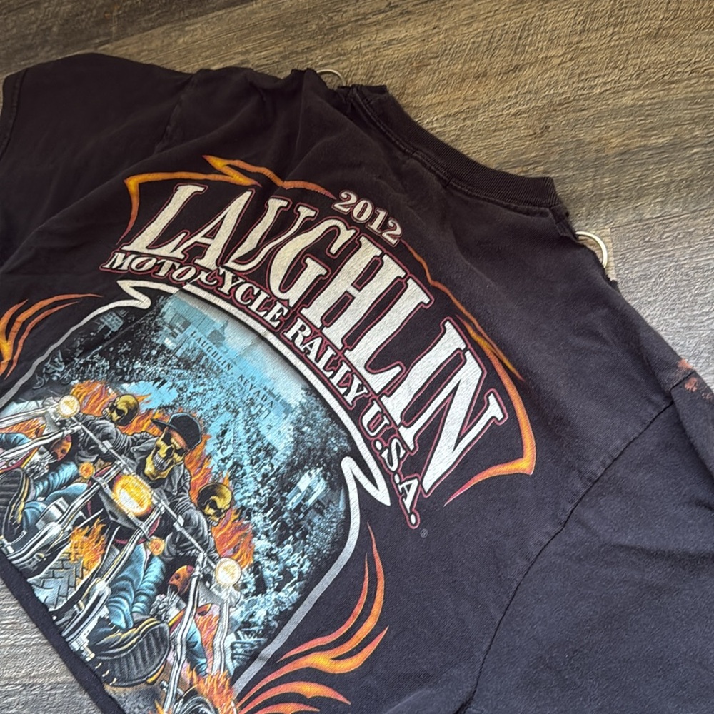 Black Laughlin Motorcycle Rally Crop Top - Picture 5 of 7